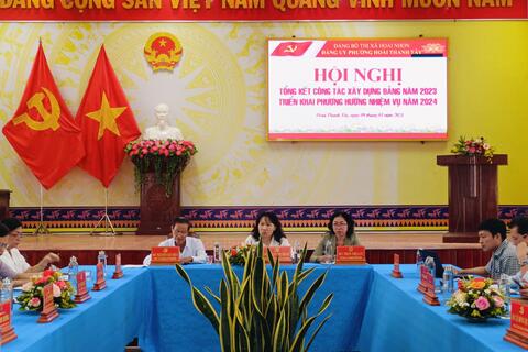Chiều ngày 09/01/2024, Đảng uỷ phường Hoài Thanh Tây tổ chức Hội nghị tổng kết công tác  xây dựng Đảng năm 2023 và triển khai nhiệm vụ năm 2024.
